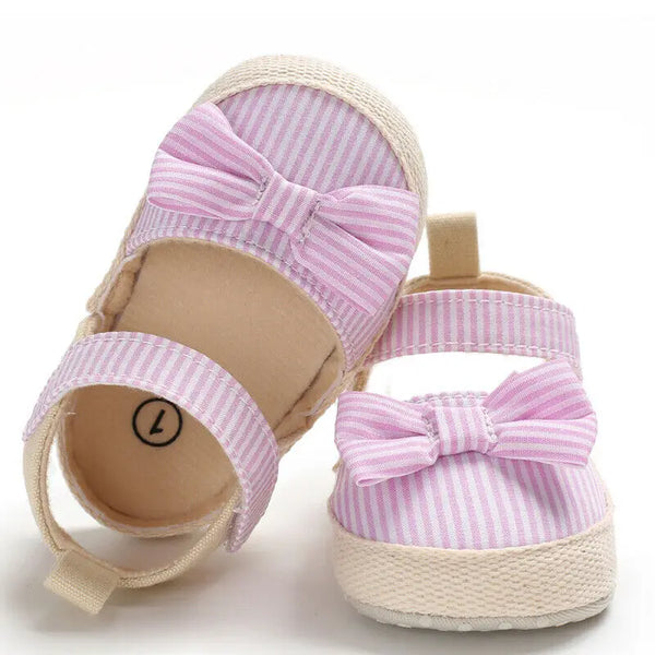 Children Summer Shoes Newborn Infants Anti-slip Striped Bow Prewalker 0-18M