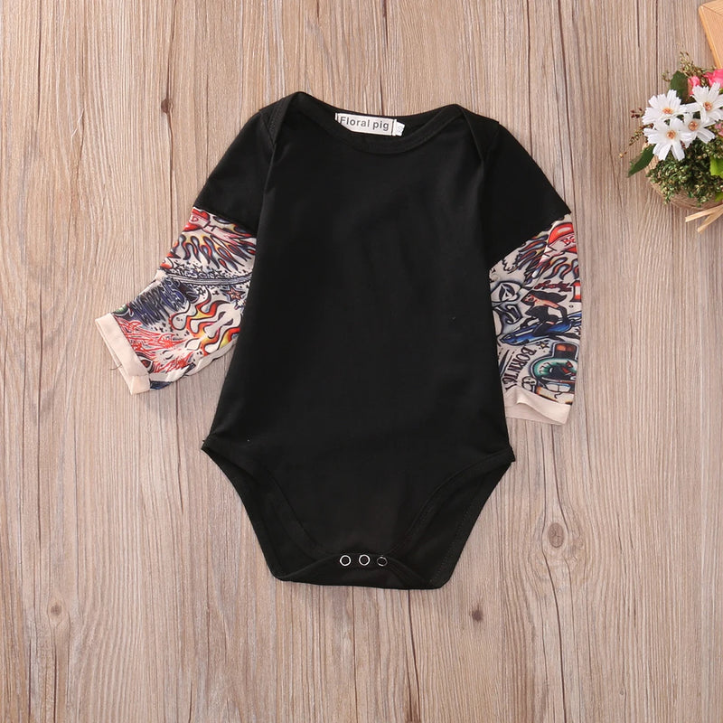 Baby Bodysuit Tattoo Printed Patchwork Casual Outfits
