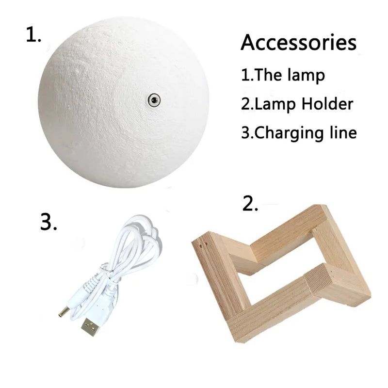 3D Rechargeable Moon Lamp LED Night Light Creative Touch Switch