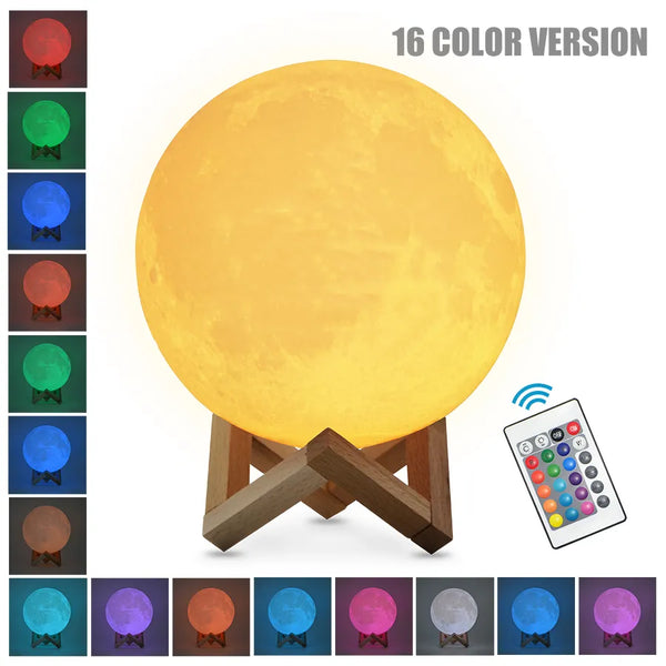 3D Rechargeable Moon Lamp LED Night Light Creative Touch Switch
