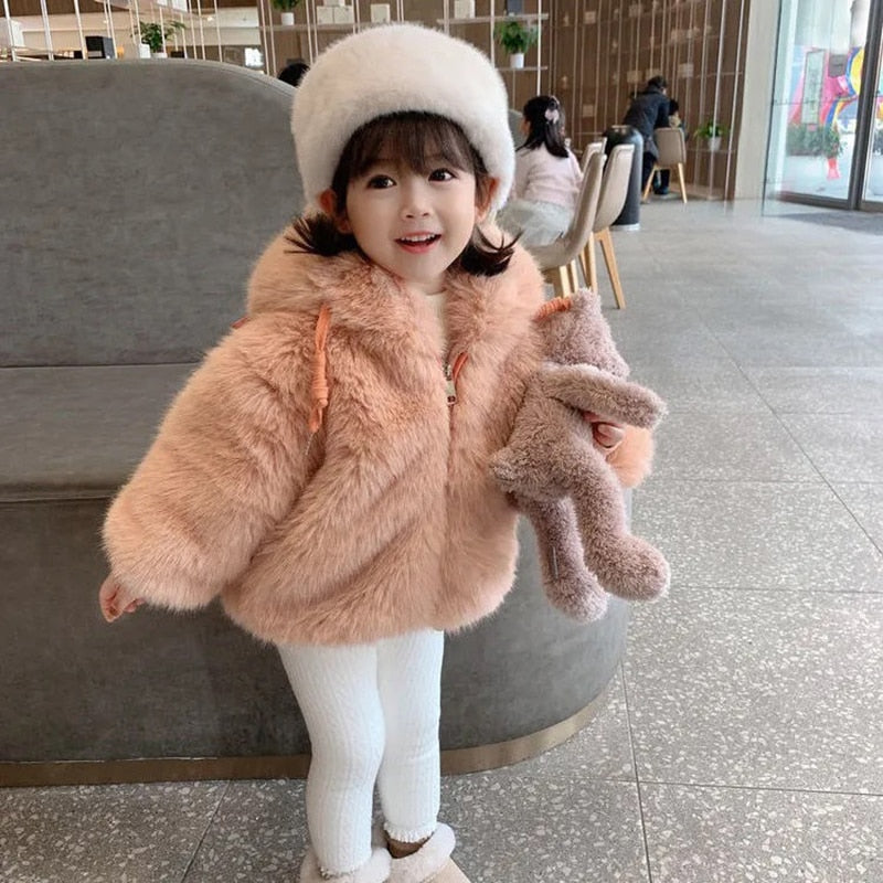 Cute Big Ears Plush Baby Jacket 2023 Autumn Winter Warm Coats For Girls - Cute As A Button Boutique