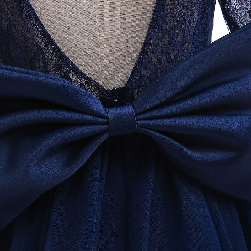 Autumn Long Sleeve Lace Flower Bow Dress - Cute As A Button Boutique