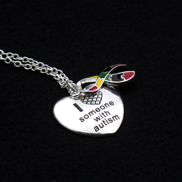 Autism Awareness Heart Necklace Metal Pendant