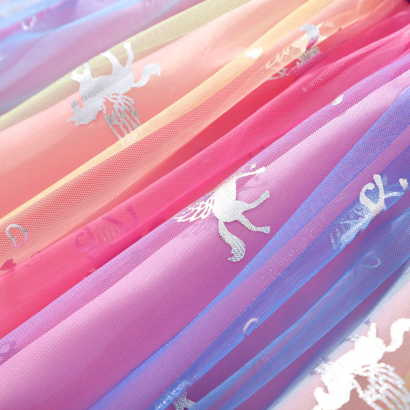 Summer Ruffle Flying Sleeve Cute Rainbow Printed Tutu