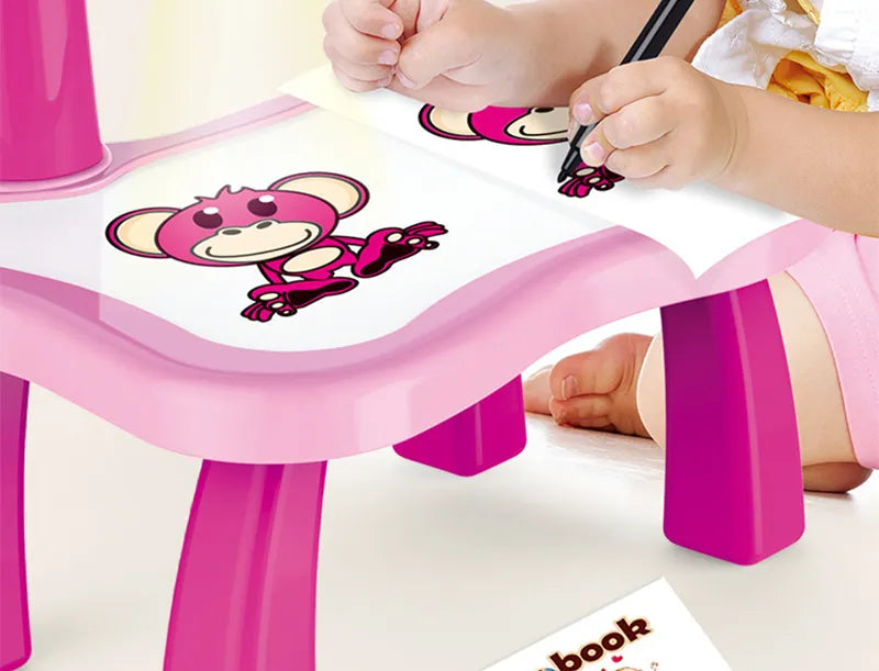 Children led projector drawing table toy painting set table