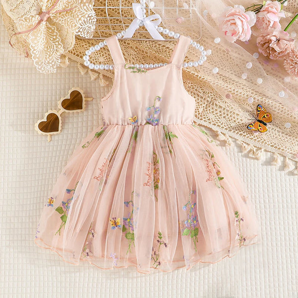 Girl Summer Dress Floral Bow Sleeveless Girls Clothes for Easter