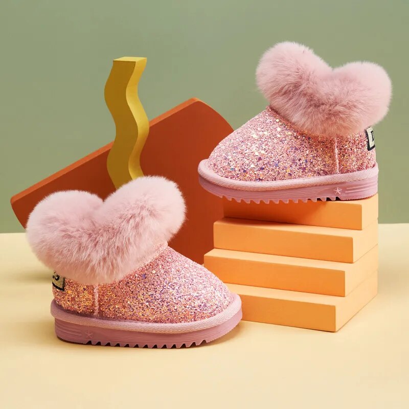 Winter Kids Fashion snow boots thick Child Genuine Leather - Cute As A Button Boutique