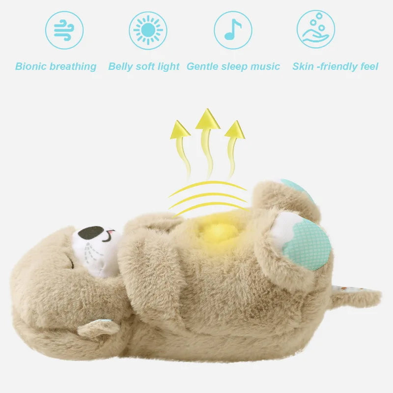 Breathing Otter Plush Toy Pet Cat Nap Sensory with Light and Sound 30cm for Soothing Sleep