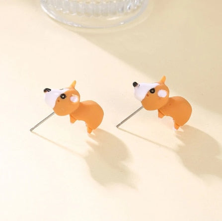 2pcs Animal Cartoon Stud Earring. Cute Dinosaur Little Dog Whale Clay Bite Ear Jewelry Funny Gifts Fashion Accessoriesy - Cute As A Button Boutique