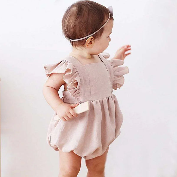 Summer Baby Girls Rompers Ruffles Cotton Linen Fabric  Clothes