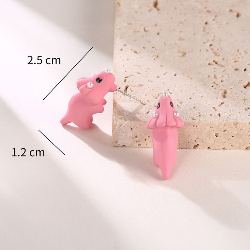 2pcs Animal Cartoon Stud Earring. Cute Dinosaur Little Dog Whale Clay Bite Ear Jewelry Funny Gifts Fashion Accessoriesy - Cute As A Button Boutique