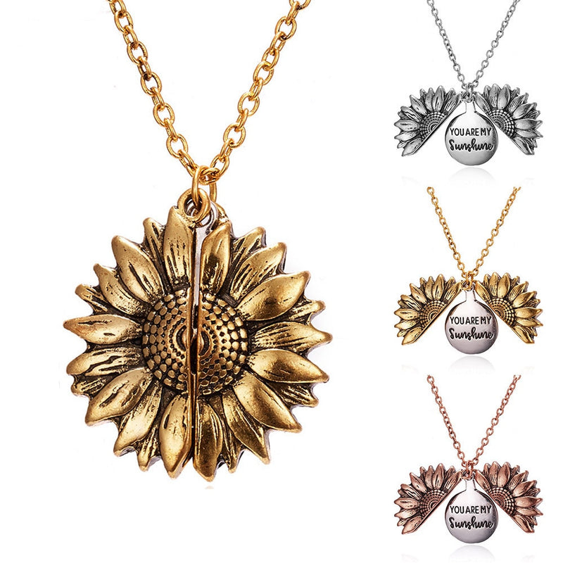 You Are My Sunshine Sunflower Necklaces Pendant for Women Gold Color Daisy Choker Charm Jewelry - Cute As A Button Boutique