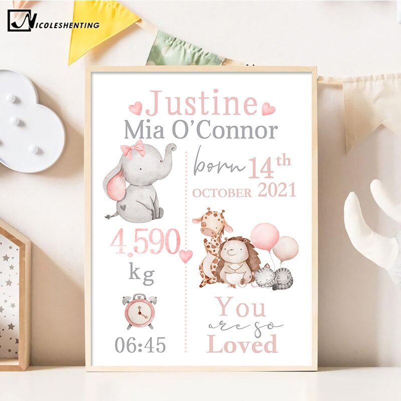 HD Print Custom Name Birth Poster - Cute As A Button Boutique