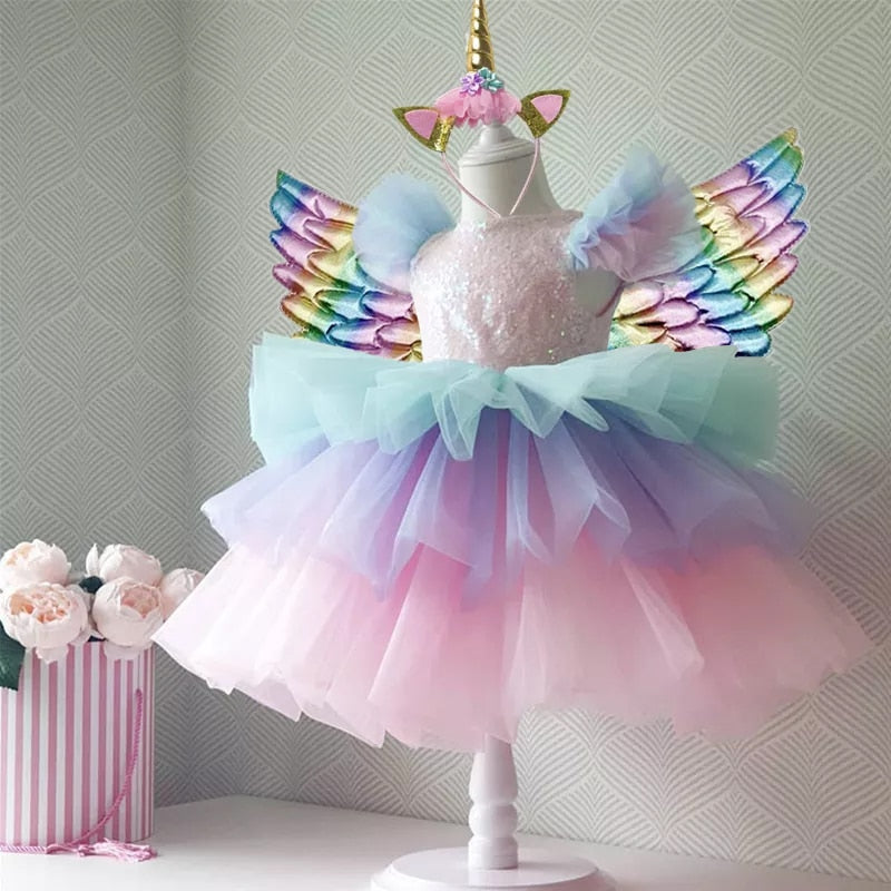 Girl Rainbow Unicorn Dress – Cute As A Button Boutique