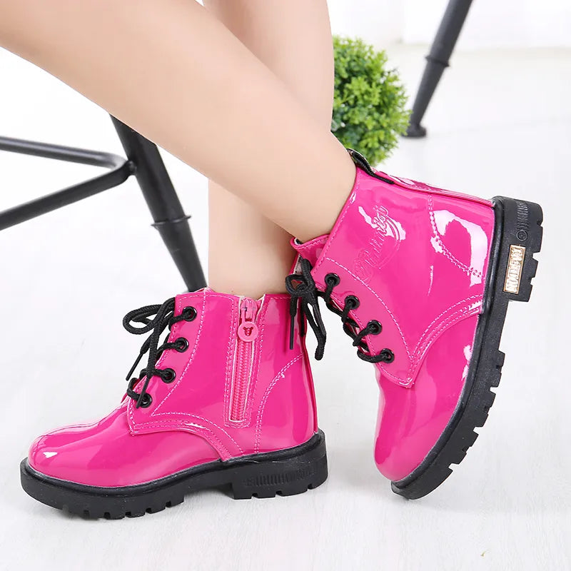 New Children Shoes Size 21-37  Leather Waterproof Winter Boots