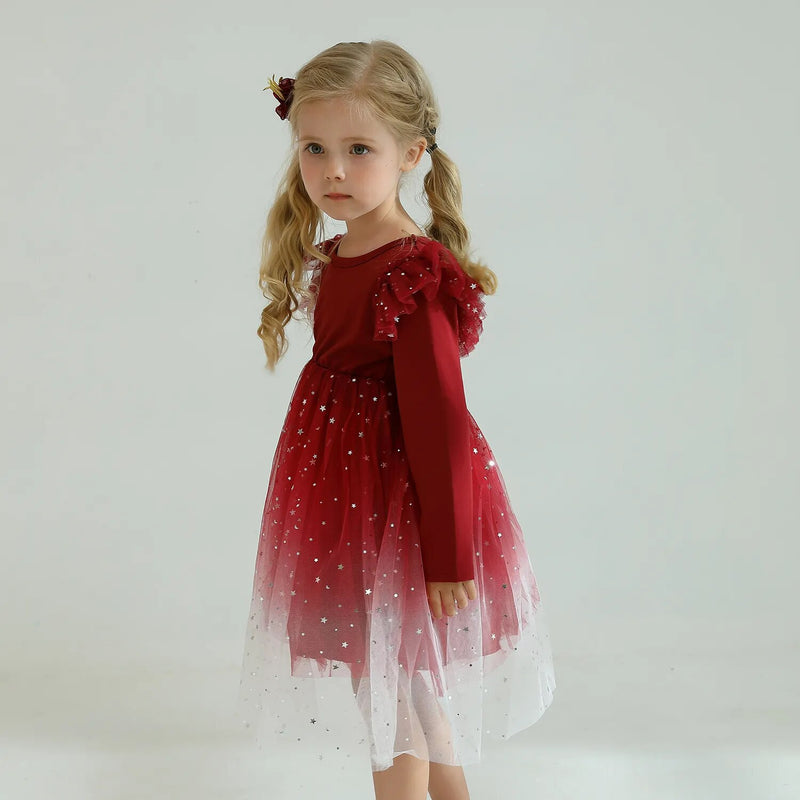 Sequined Princess Dress For Girls Autumn Long Sleeve - Cute As A Button Boutique