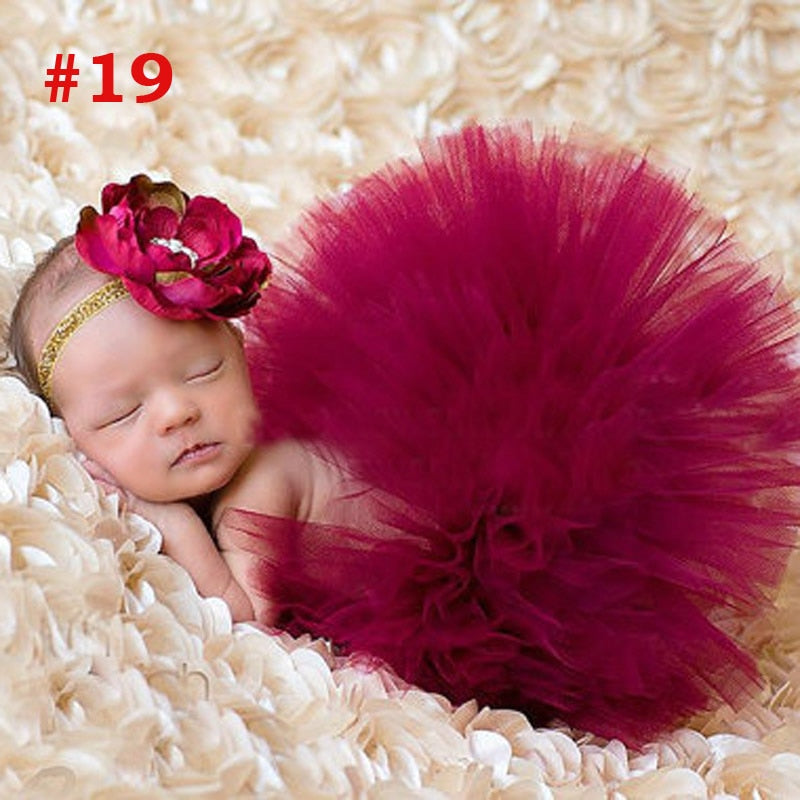 Princess Newborn Tutu and Vintage Flower Headband Newborn Baby Photography Prop Tutu Sets For Baby Girls - Cute As A Button Boutique
