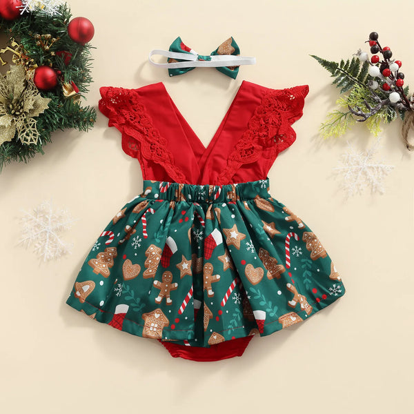 Baby 0-18M 1st Christmas Newborn Infant Baby Girls Romper - Cute As A Button Boutique