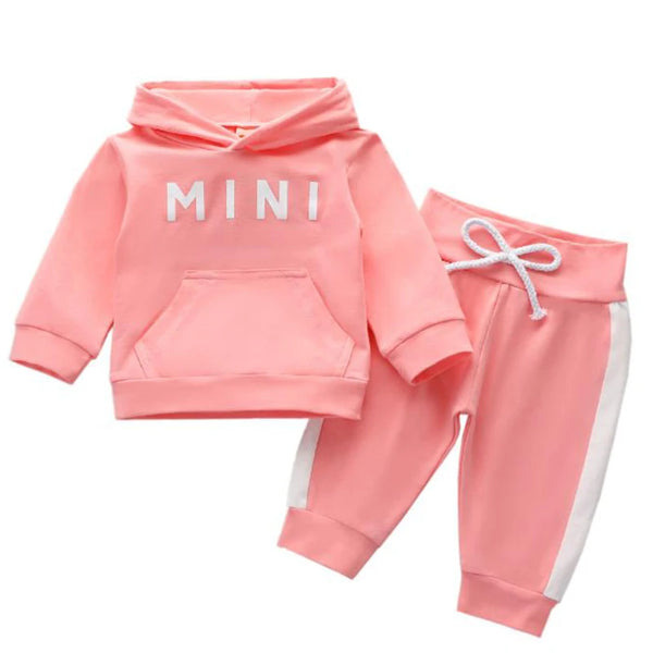Baby Girls Pink Sweatshirt Sports Hooded Clothing Set Toddler Tracksuit - Cute As A Button Boutique