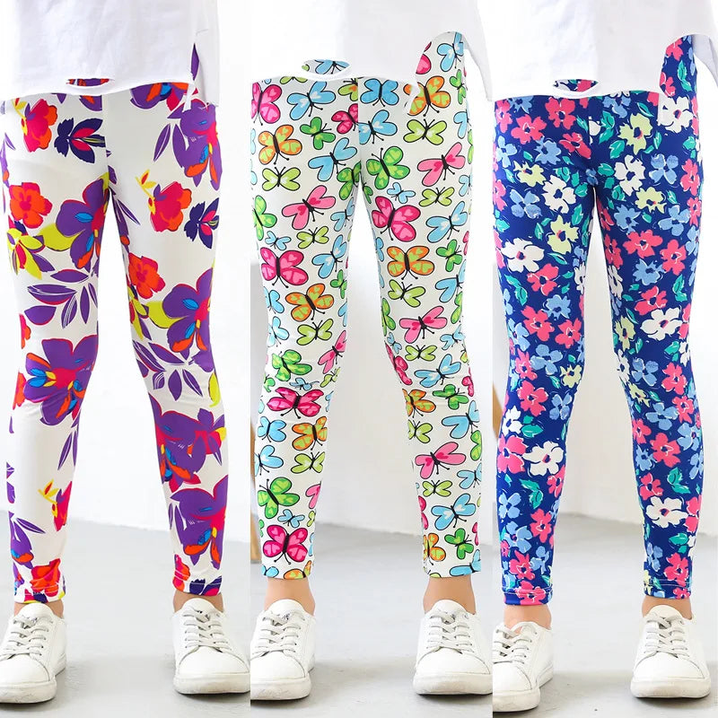 Girls' leggings Spring  Thin Children's Stretch Printed Pants