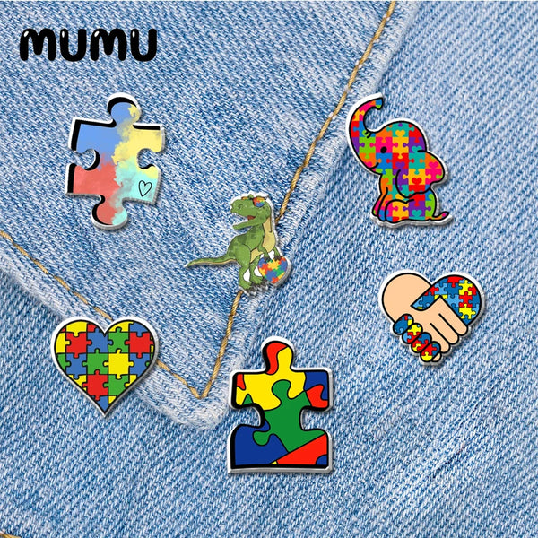 Autism Symbol Lapel Pin Resin Acrylic Brooches
