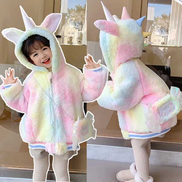 Girls Coat Cute Colorful Unicorn Jacket For Girls Winter Warm - Cute As A Button Boutique