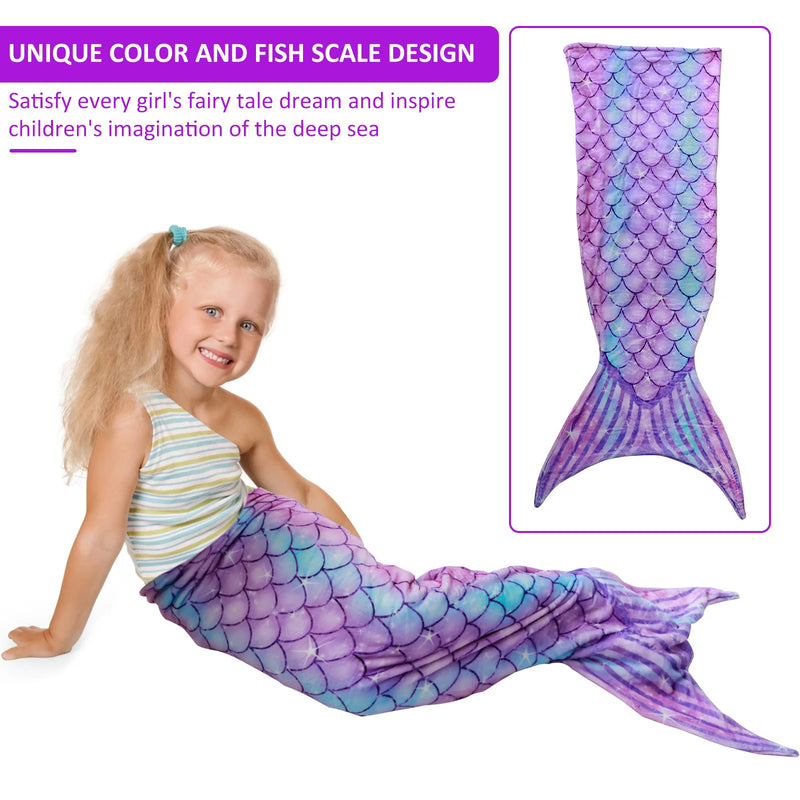 Mermaid Tail Blanket Ultra-Soft Flannel Sleeping Blanket Fish Scale Pattern