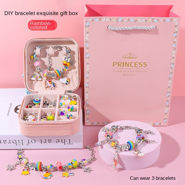 DIY Beaded Bracelet Set with a beautiful Box for Girls Gift Acrylic Large Hole Beads Handmade Diy Jewelry Making Kit - Cute As A Button Boutique