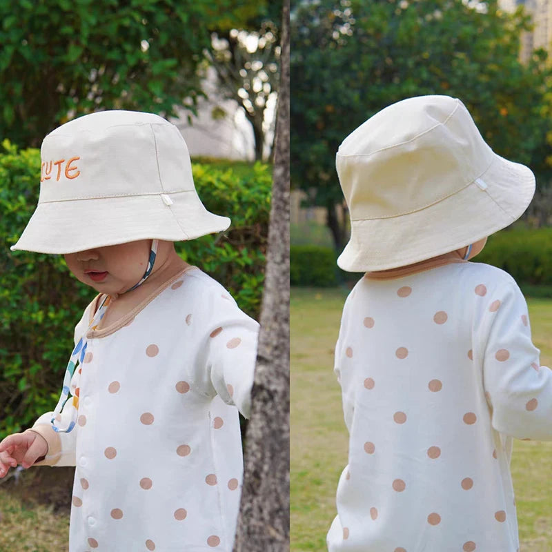 Double Sided Baby Bucket Hat Cute Letter Embroidered