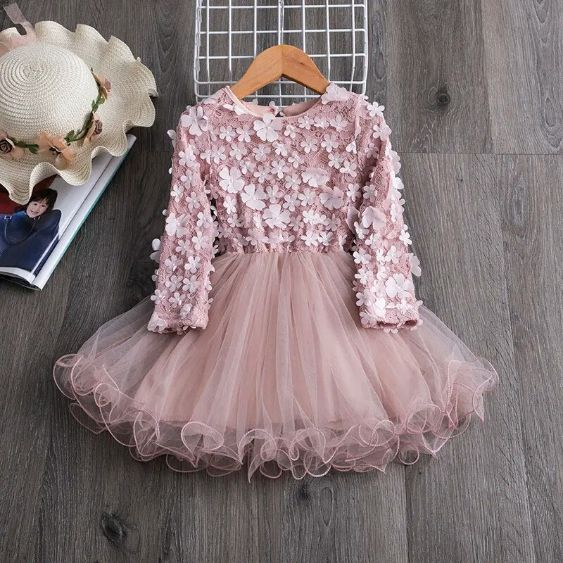 Autumn Long Sleeve Tulle Dress - Cute As A Button Boutique