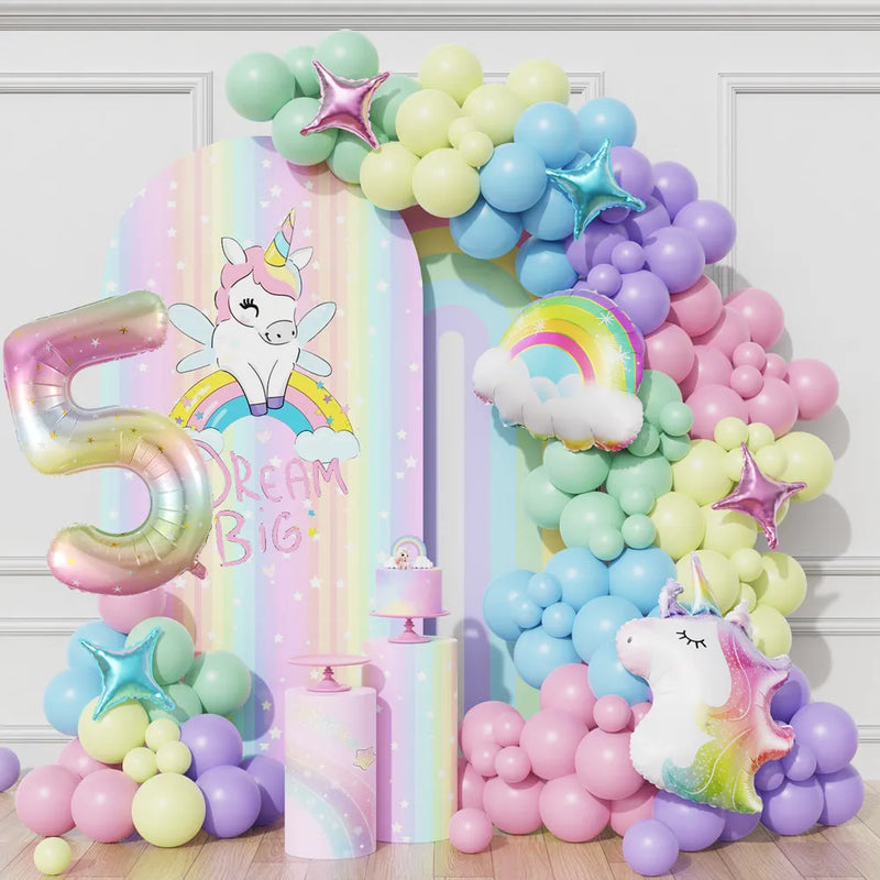 Unicorn Theme Balloon Garland Arch Kit Colorful Rainbow Number 0-9 Party Decoration - Cute As A Button Boutique