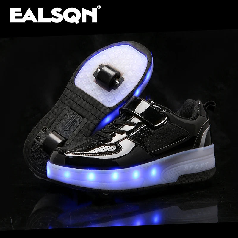 Children’s Two Wheels Glowing Sneakers Led Light Roller Skate USB Charging