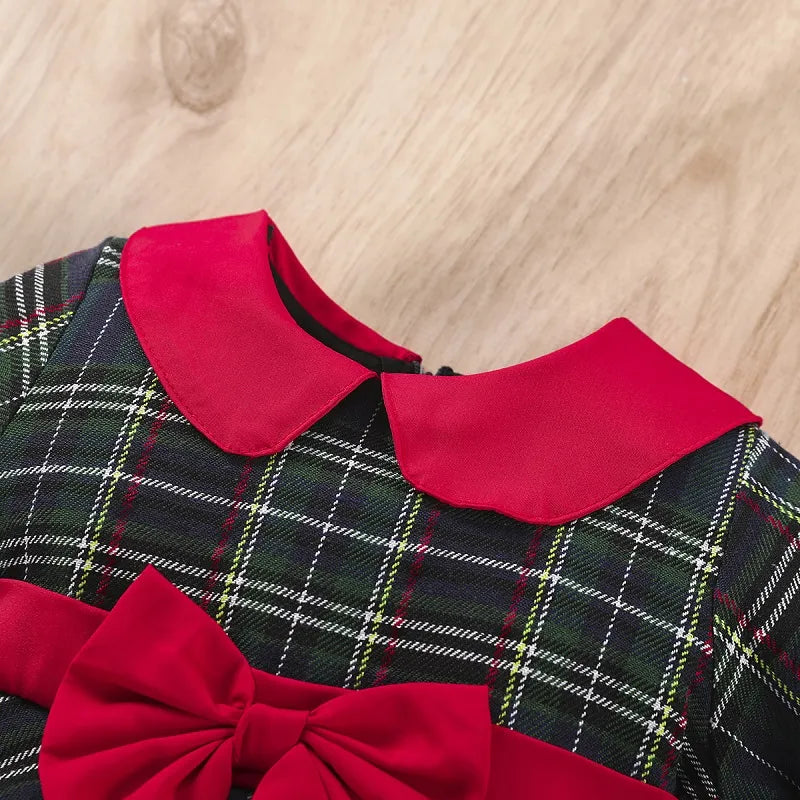 Baby Girl Princess Plaid Tutu Dress Bow Christmas Baby Clothes 1-7Y - Cute As A Button Boutique