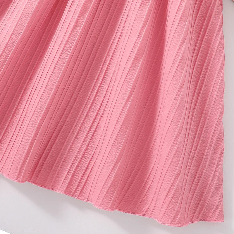 New Dress Baby Pink Short Sleeved Off-The-Shoulder Skirt & Belt
