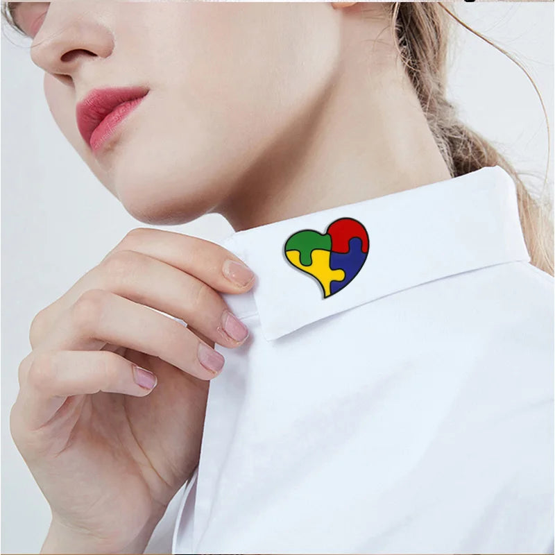 Autism Brooch Colorful Puzzle Lapel Pin Awareness Badge