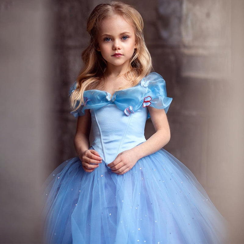 Royal Blue Flower Girl Dresses A Line For Wedding Shiny Off The Shoulder Children Ball Gowns - Cute As A Button Boutique