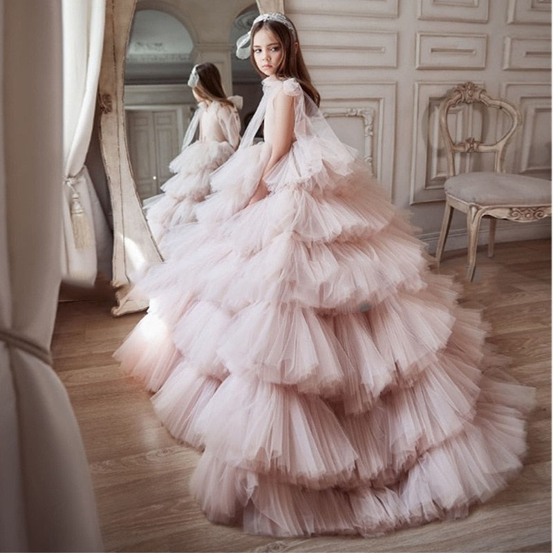 Princess Layered Tutu Dress for Kids Girl Children Tulle Dresses for Weddings Baptism Pageant Teens - Cute As A Button Boutique