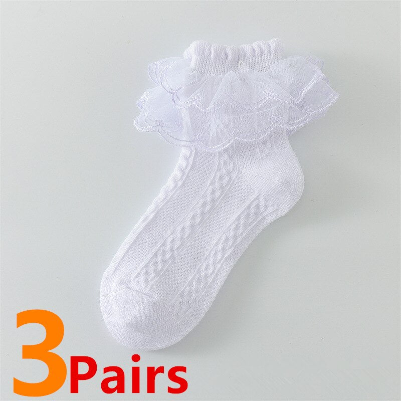3 Pairs/Lot Summer Girls Socks Baby Kids Ruffle - Cute As A Button Boutique