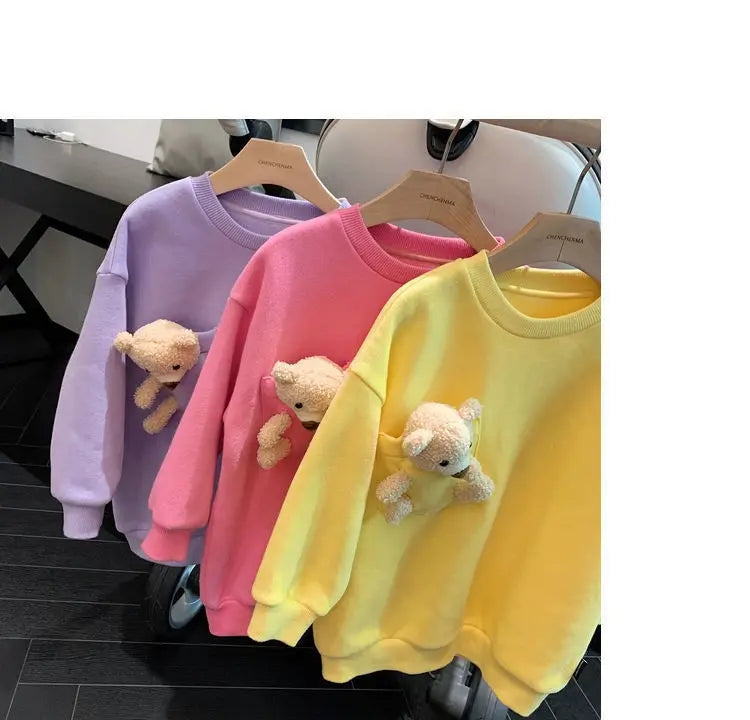 Children's Sweater Girls' Little Bear Plush - Cute As A Button Boutique