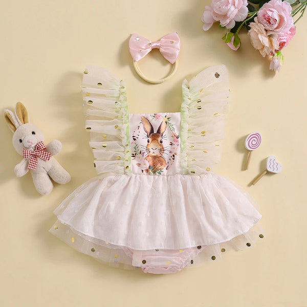 0-18M Baby Girl Easter Outfits Bunny Rabbit Dress