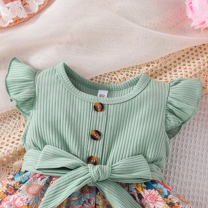 1-6 Years old  Birthday Summer Fashion Ruffle Sleeve Cute Floral Dresses