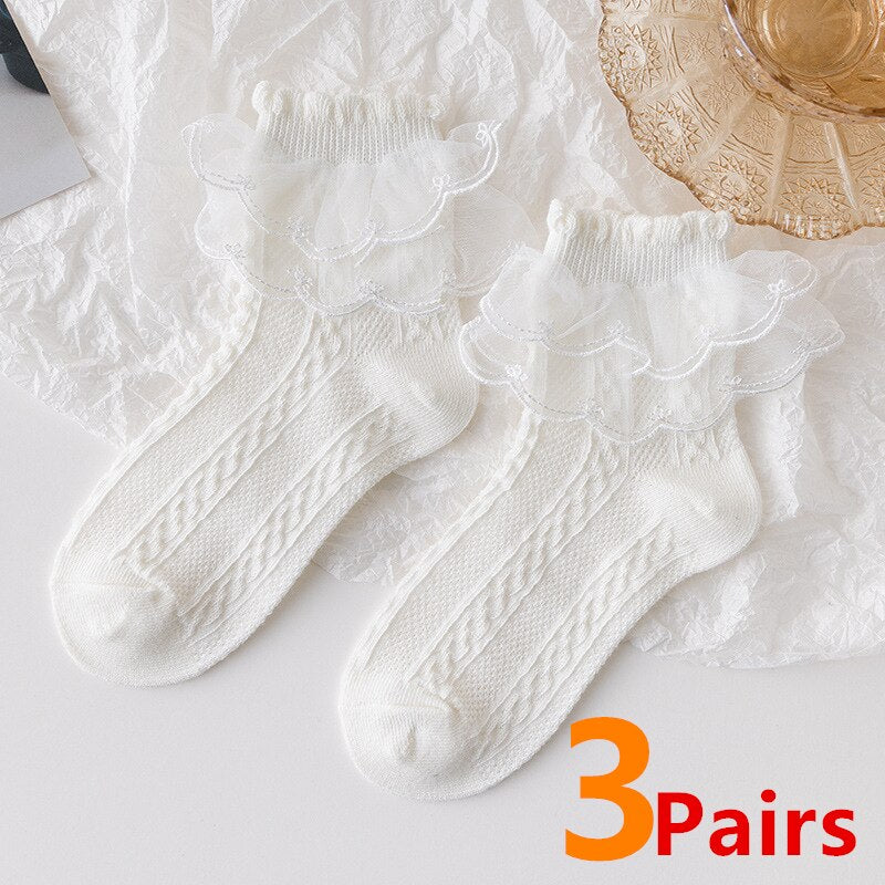 3 Pairs/Lot Summer Girls Socks Baby Kids Ruffle - Cute As A Button Boutique