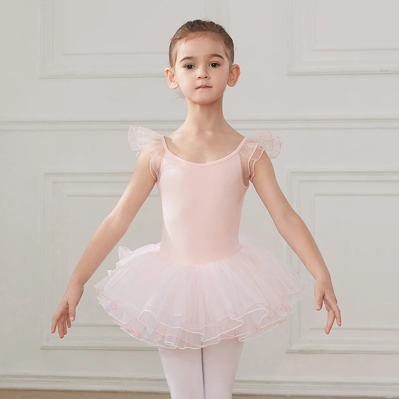 Ballet skirt for girls Dance wear tutus dress for Kids Leotard Short Sleeve - Cute As A Button Boutique