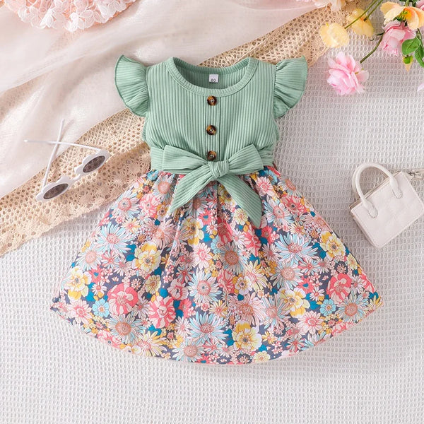 1-6 Years old  Birthday Summer Fashion Ruffle Sleeve Cute Floral Dresses