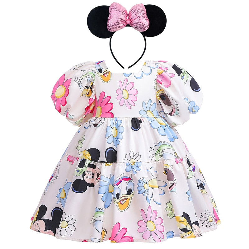 Miss Minnie Children Princess Dresses Girl Puff Sleeve for Party Birthday - Cute As A Button Boutique