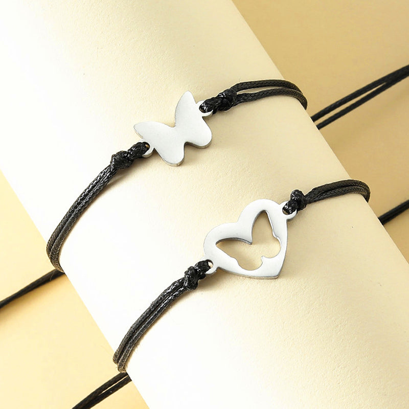 2023 Fashion Back to School Mother and Daughter Bracelets Stainless Steel Heart shaped Bracelet Butterfly Jewelry Gift - Cute As A Button Boutique