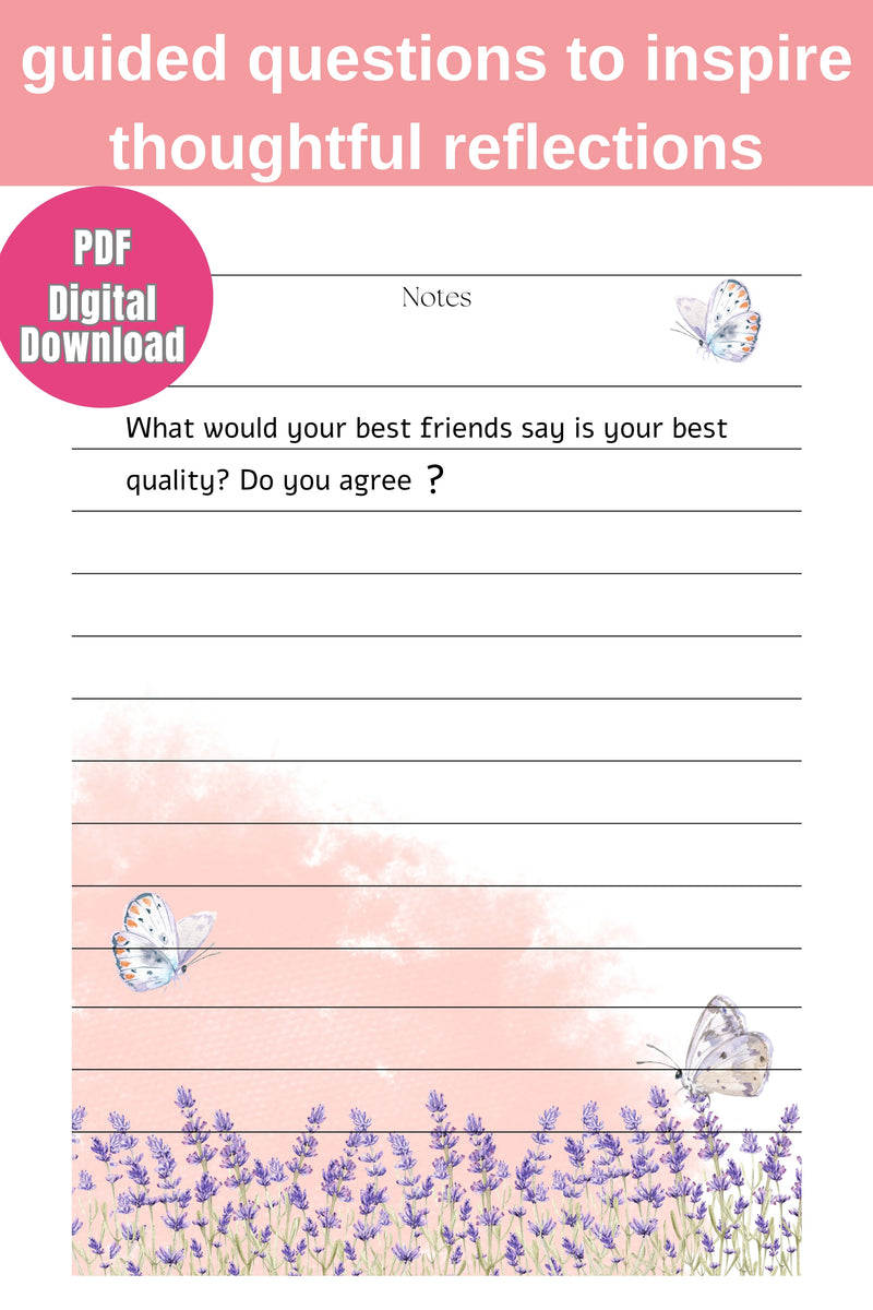 Girls diary printable file Daily Journal Digital Download