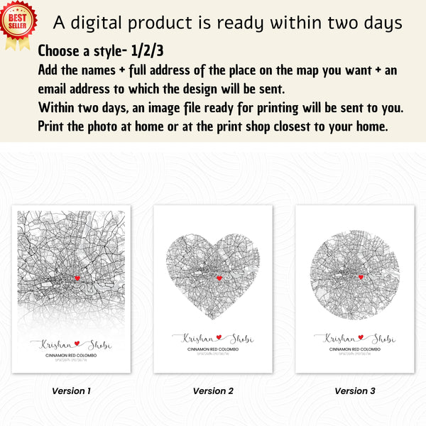 Custom Map Location DIGITAL DOWNLOAD, Where We Met Map,  Valentine's Day Gift, Gift For Couples, Anniversary Gift