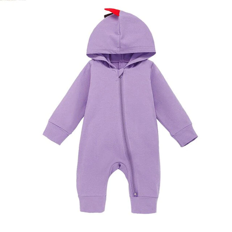 New Baby Boy/ Girl Dinosaur Hooded Romper Jumpsuit Outfits Autumn Winter Kids Clothes