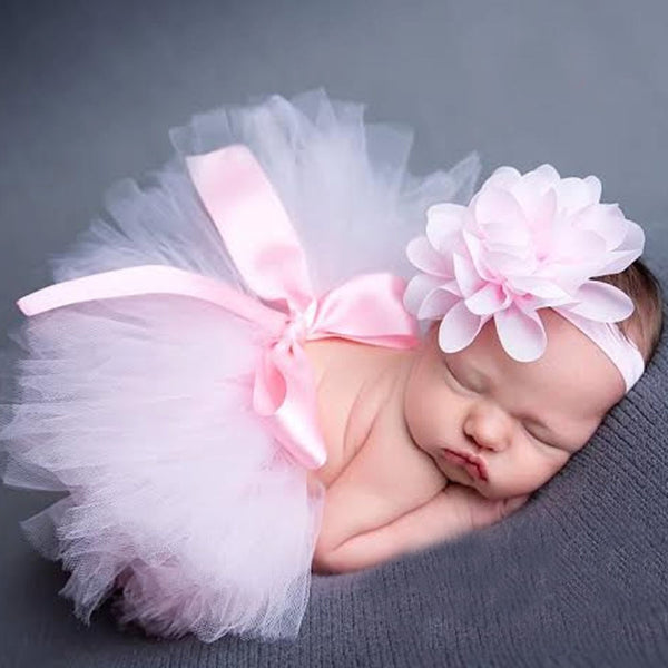 Princess Newborn Tutu and Vintage Flower Headband Newborn Baby Photography Prop Tutu Sets For Baby Girls - Cute As A Button Boutique
